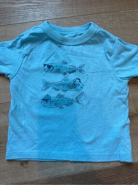 Bundle!! Carter's red gingham romper & children’s place t shirt fish!
